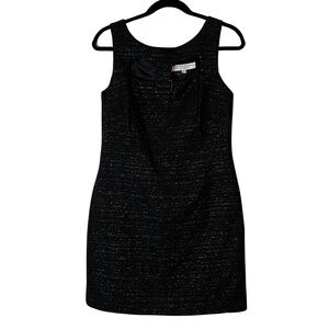 Trina Turk Black Tweed Mod Cotton Blend Sheath Dress Buckle